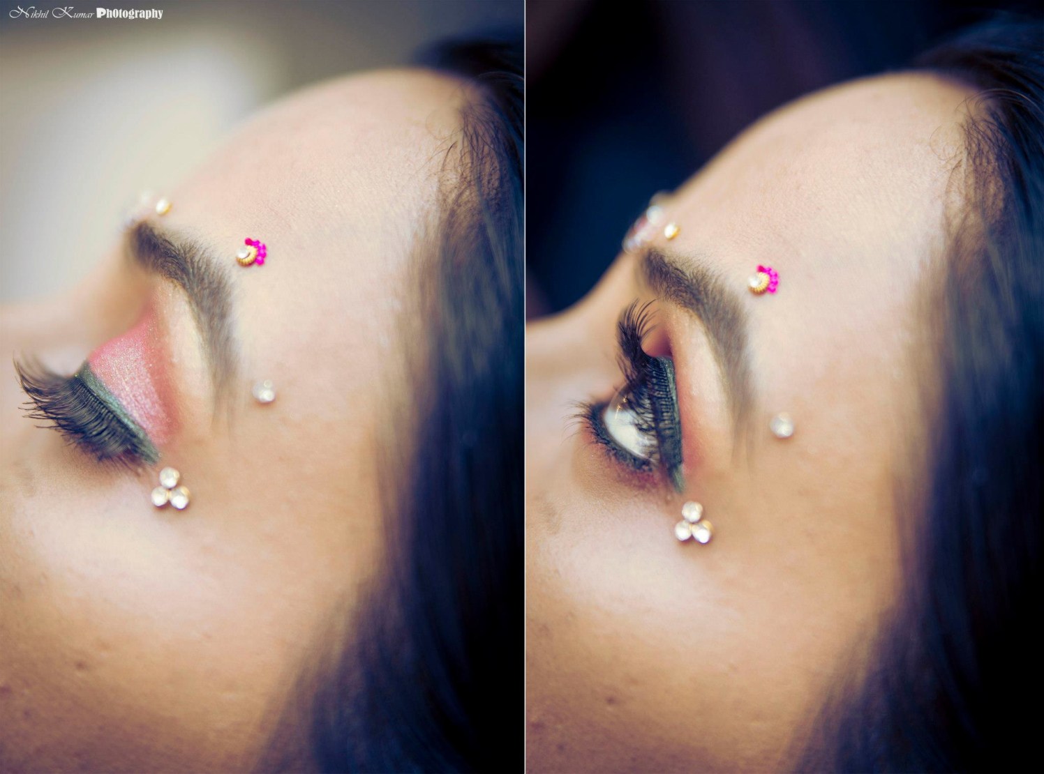 Blush Pink Eyeshadow WIth Tri-Gold Bindi by Nikhil Kumar Bridal-makeup | Weddings Photos & Ideas