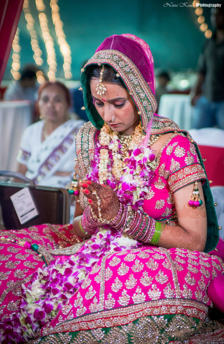 Majenta Lehenga With Golden Work by Nikhil Kumar Wedding-dresses | Weddings Photos & Ideas