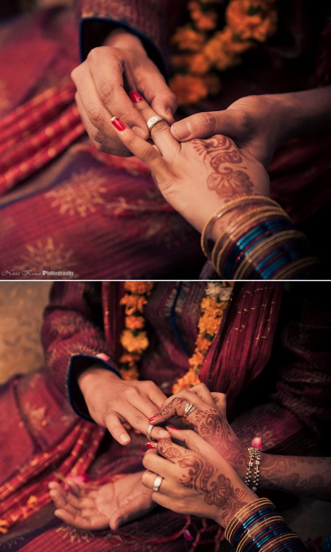 Couple Exchanging Rings by Nikhil Kumar Wedding-photography Bridal-jewellery-and-accessories Groom-wear-and-accessories | Weddings Photos & Ideas