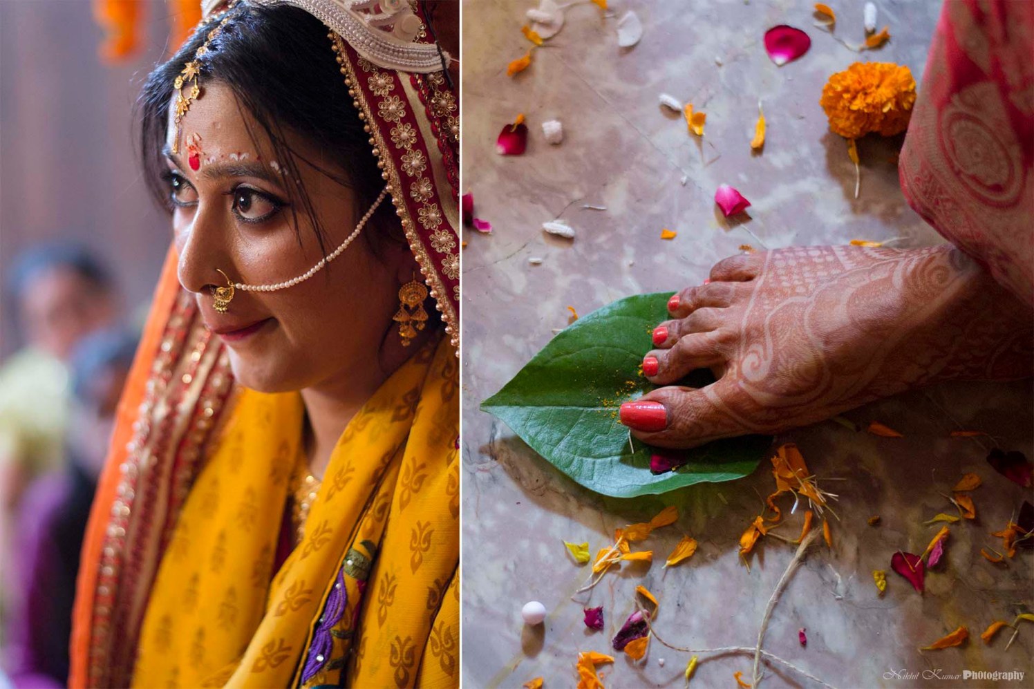 Pearl And Gold Nath by Nikhil Kumar Wedding-photography Bridal-mehendi | Weddings Photos & Ideas