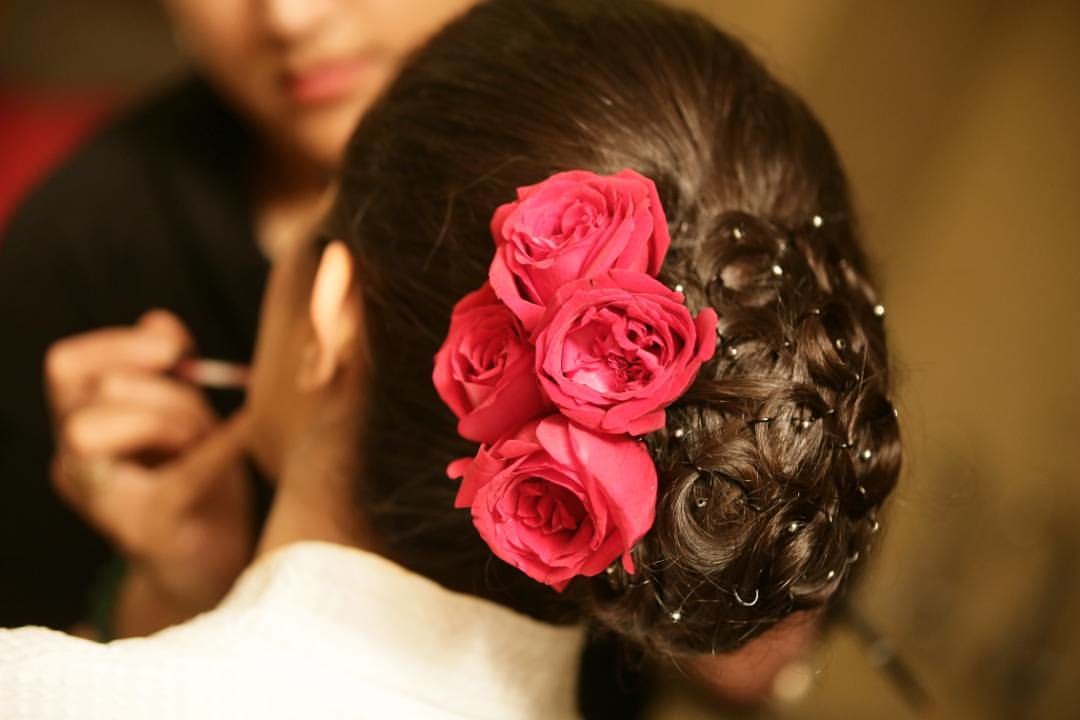 Twisted Bridal Bun Hairstyle With Roses by Anchal Kumar Wedding-hairstyles | Weddings Photos & Ideas