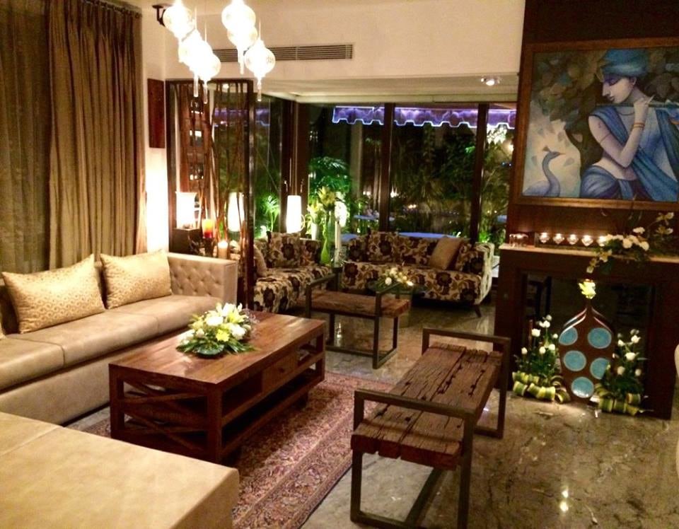 Living Room With Wooden Work And Marble Flooring by Vijay Kapur Living-room Contemporary | Interior Design Photos & Ideas