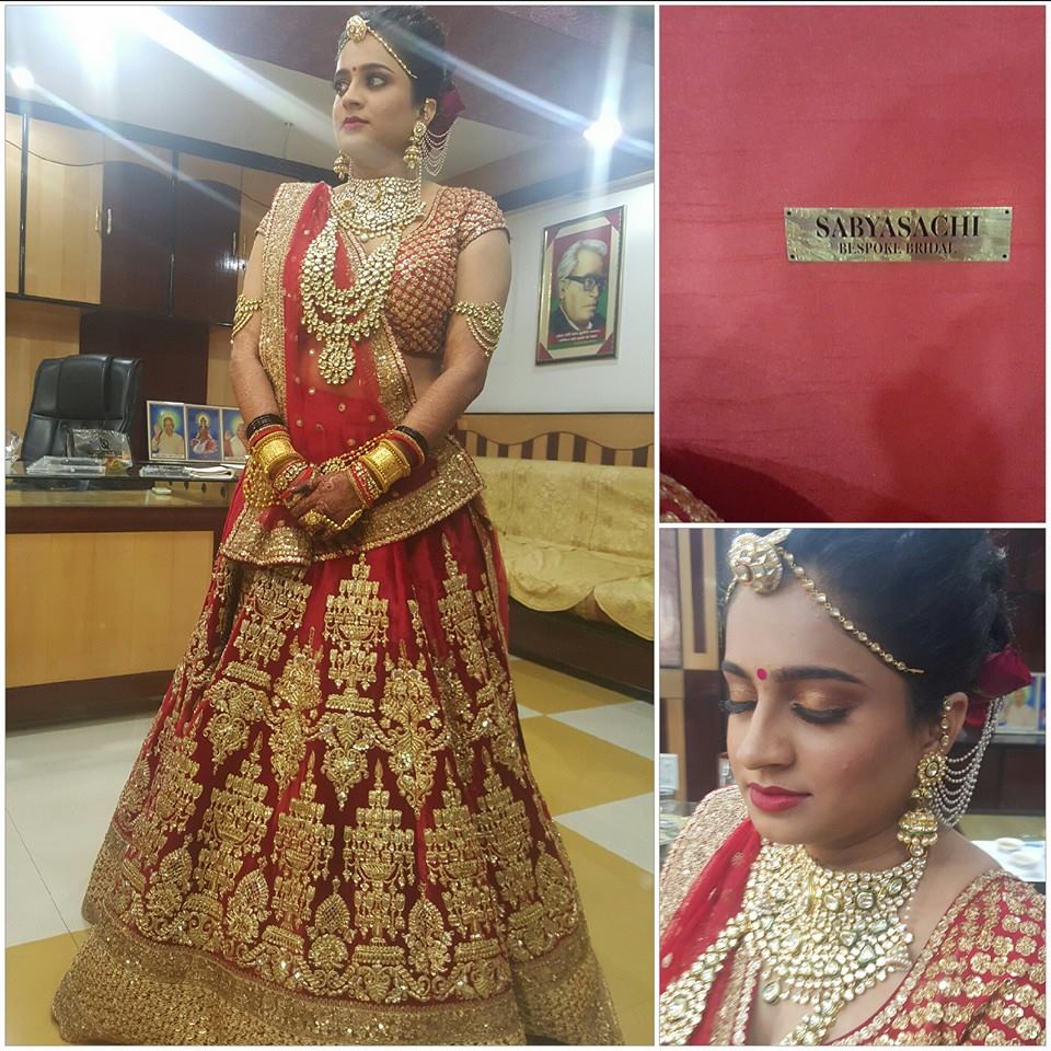 Bride in red lehenga by Nishi Singh Bridal-makeup | Weddings Photos & Ideas