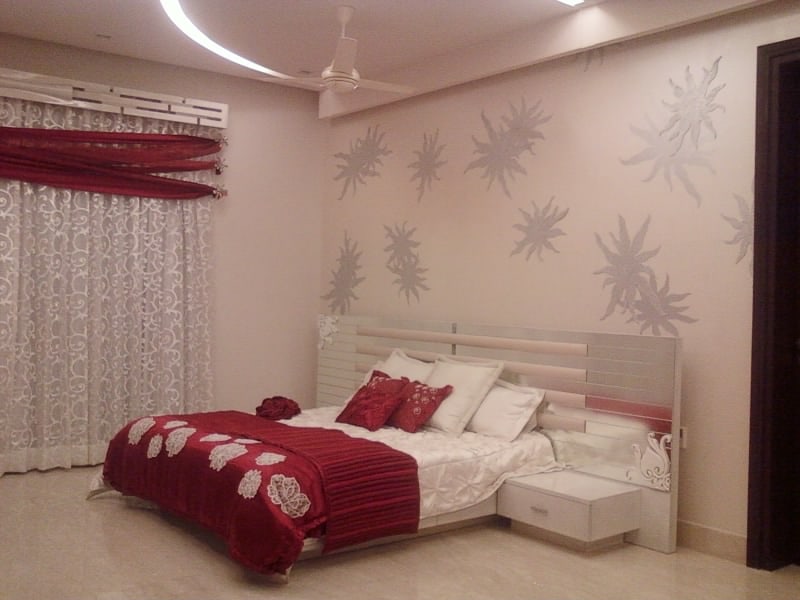 White And Red Theme Bedroom by Khayati Bedroom Contemporary | Interior Design Photos & Ideas
