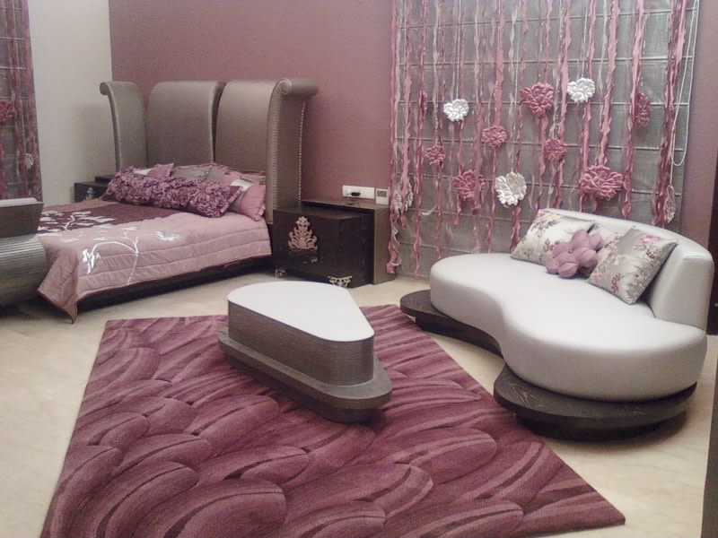 Curve Sofa Set And Purple Theme Bedroom by Khayati Bedroom Contemporary | Interior Design Photos & Ideas