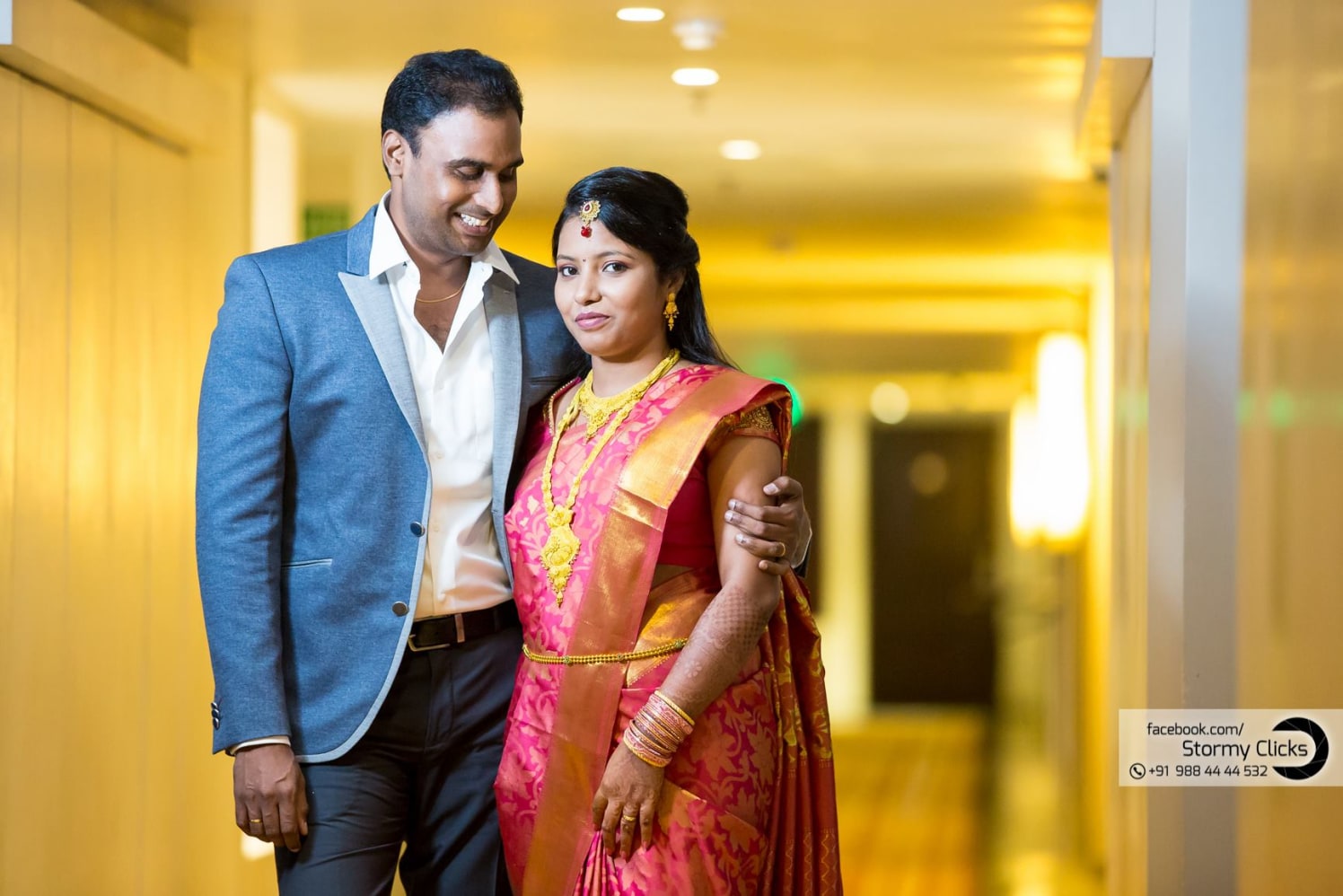 Gorgeous Bride In Pink Silk Saree With Golden Border by Deepak Subramanian Wedding-photography Bridal-jewellery-and-accessories Wedding-dresses | Weddings Photos & Ideas