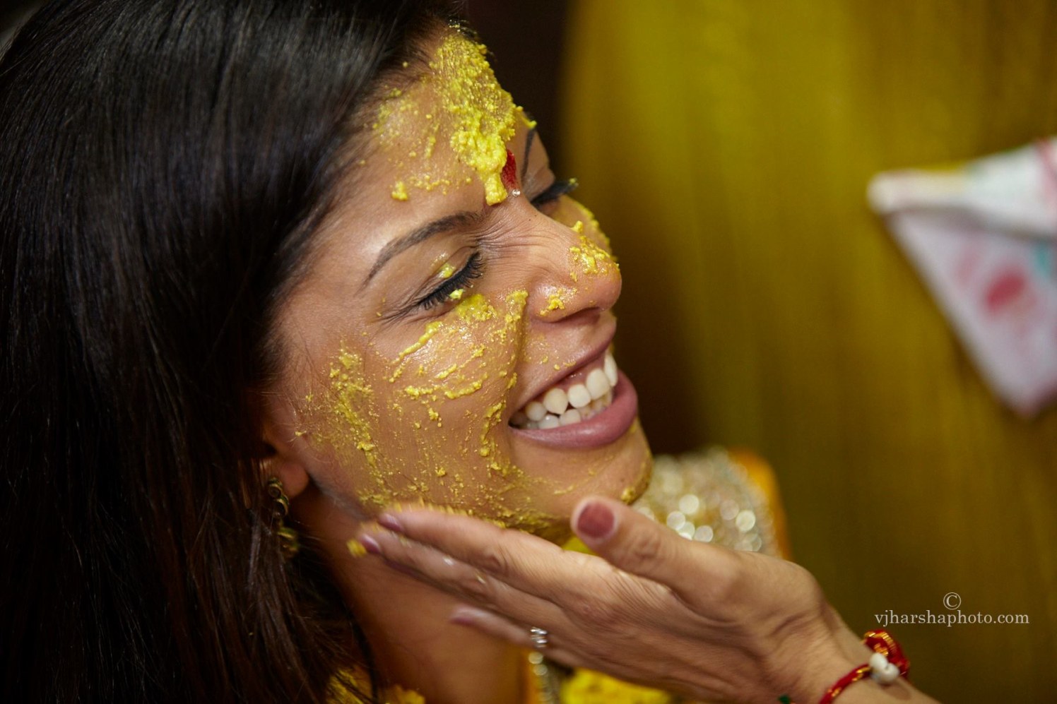 Bride Enjoying the Haldi by Vjharsha Photography Wedding-photography | Weddings Photos & Ideas