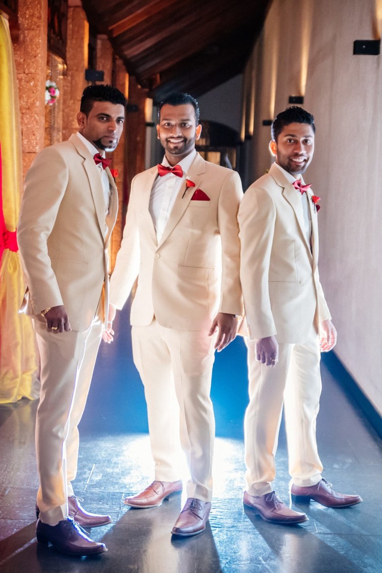 Beige Suit And White Shirt With Red Bow Tie Pocket Square by Terence Savio Pimenta Wedding-photography Groom-wear-and-accessories | Weddings Photos & Ideas