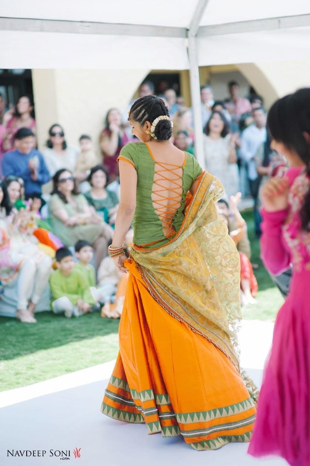 Stunning Turmeric Yellow Lehenga Mehendi Green Blouse With Criss-Cross Back For Mehendi Ceremony by Navdeep Soni Wedding-photography | Weddings Photos & Ideas
