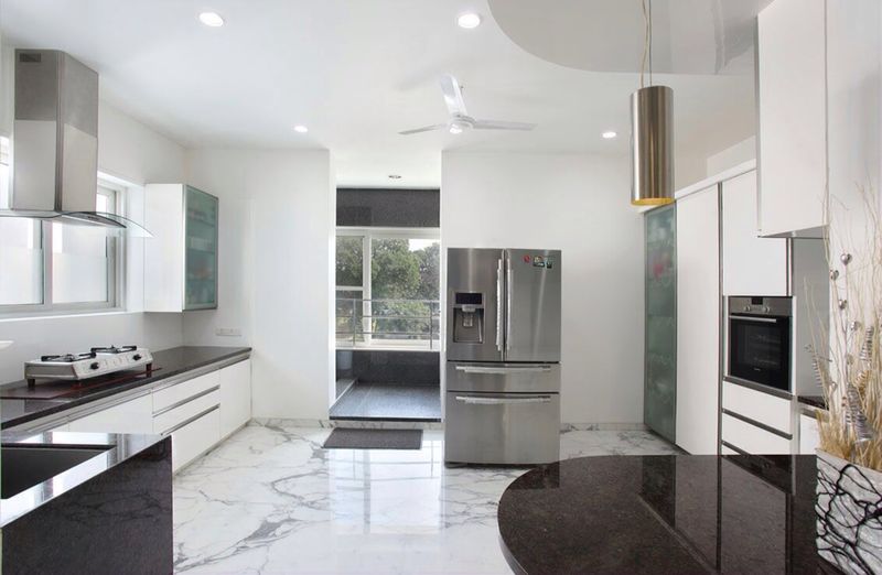 White Themed Modular Kitchen by R. Gautam Jain Modular-kitchen Minimalistic | Interior Design Photos & Ideas