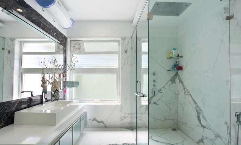 Marbled Bathroom Walls With Shower Enclosure by R. Gautam Jain Bathroom Modern | Interior Design Photos & Ideas