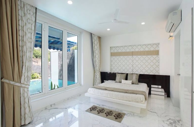 White Themed Bedroom by JMR Infrastructure Bedroom Contemporary | Interior Design Photos & Ideas