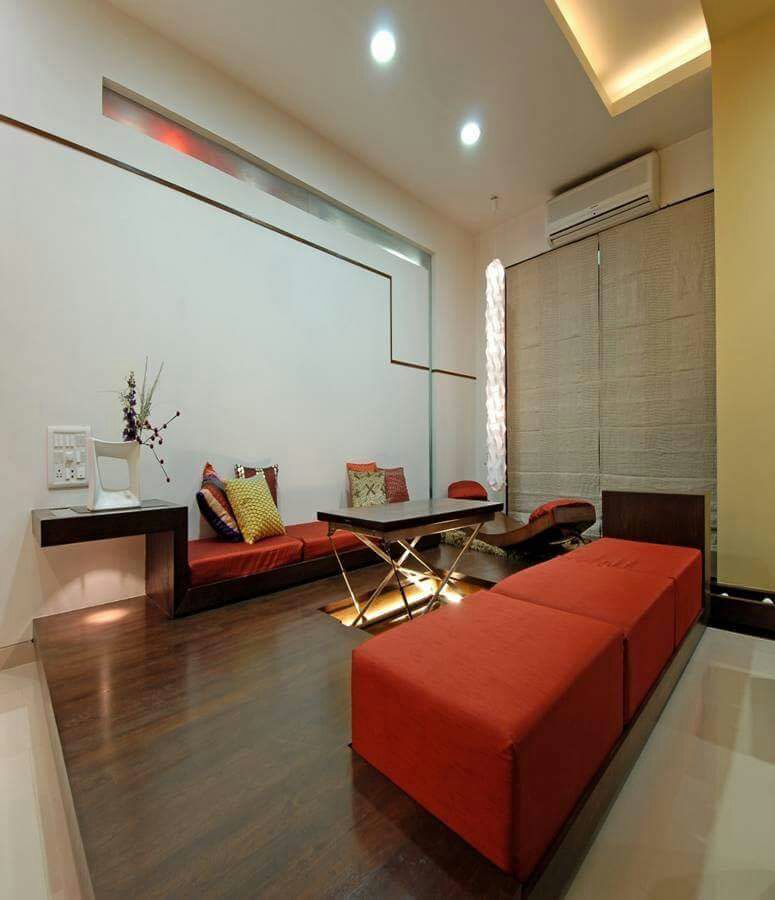Wooden Flooring With Red Shade Sofa In Living Room by DD Jour Living-room Eclectic | Interior Design Photos & Ideas