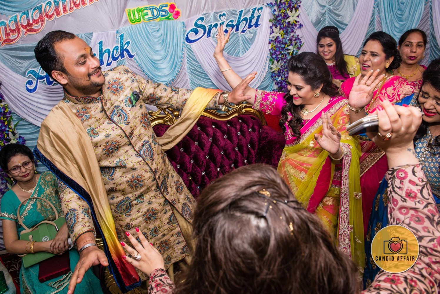 Cheerful Couple On Engagement Day by Candid Affair Wedding-photography | Weddings Photos & Ideas