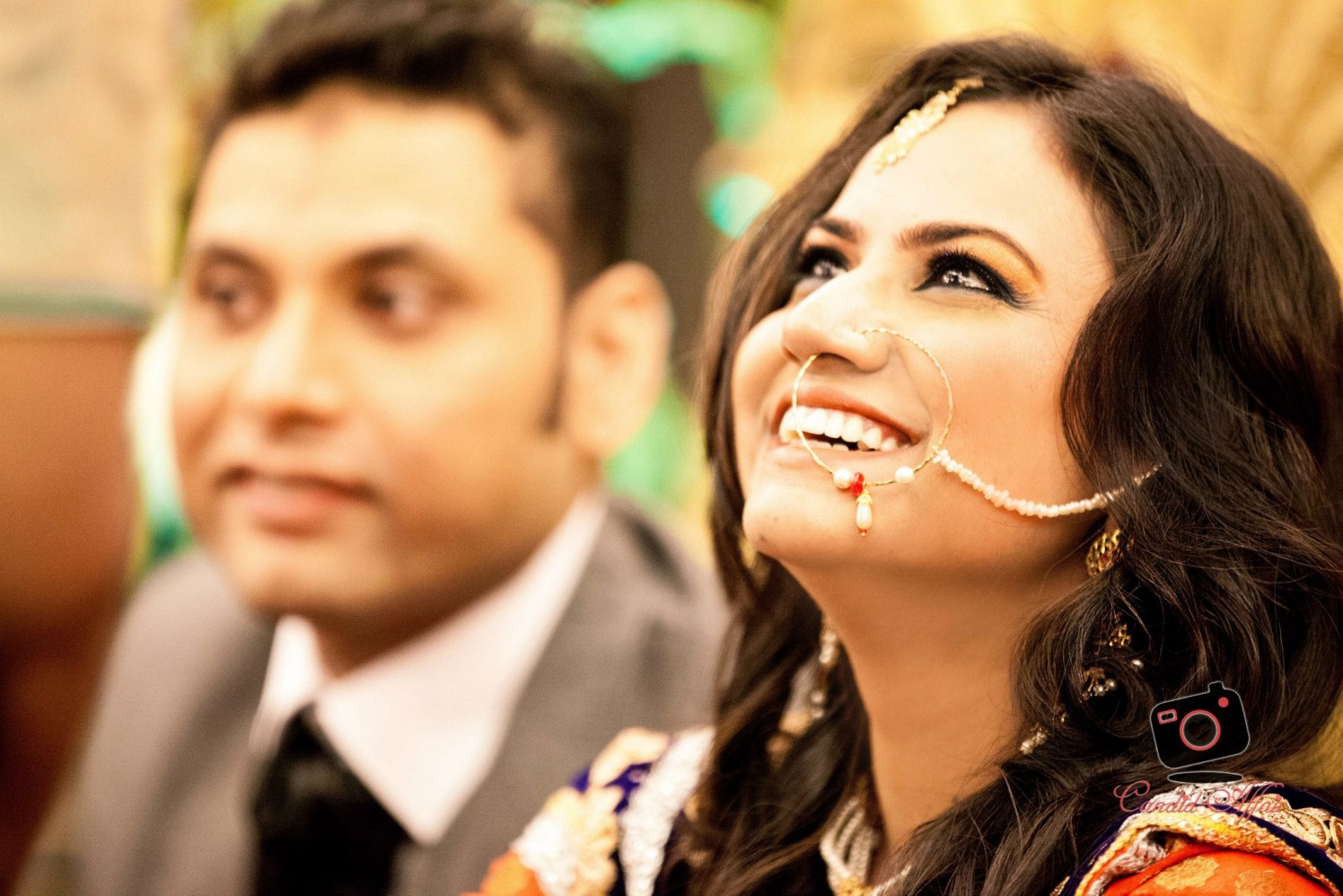 Delicate Gold And Pearl Nath by Candid Affair Wedding-photography Bridal-jewellery-and-accessories Bridal-makeup | Weddings Photos & Ideas