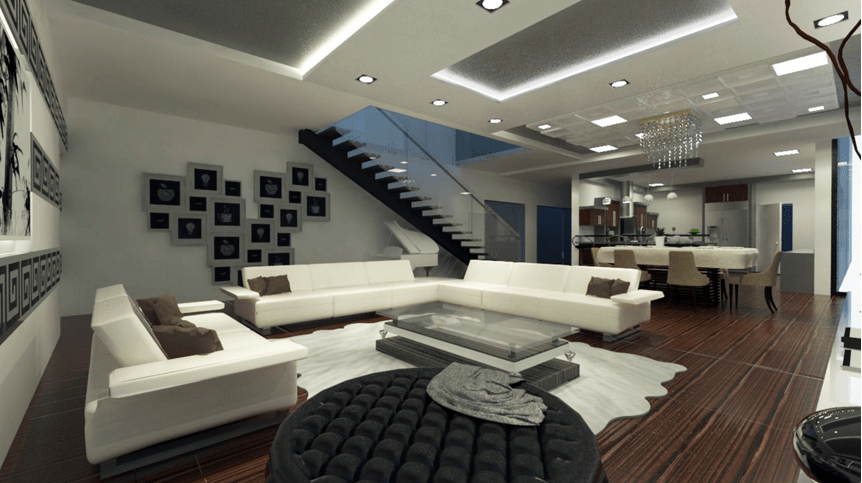 White Themed Living Room With Leather Sofa by Designopedia Living-room Modern | Interior Design Photos & Ideas