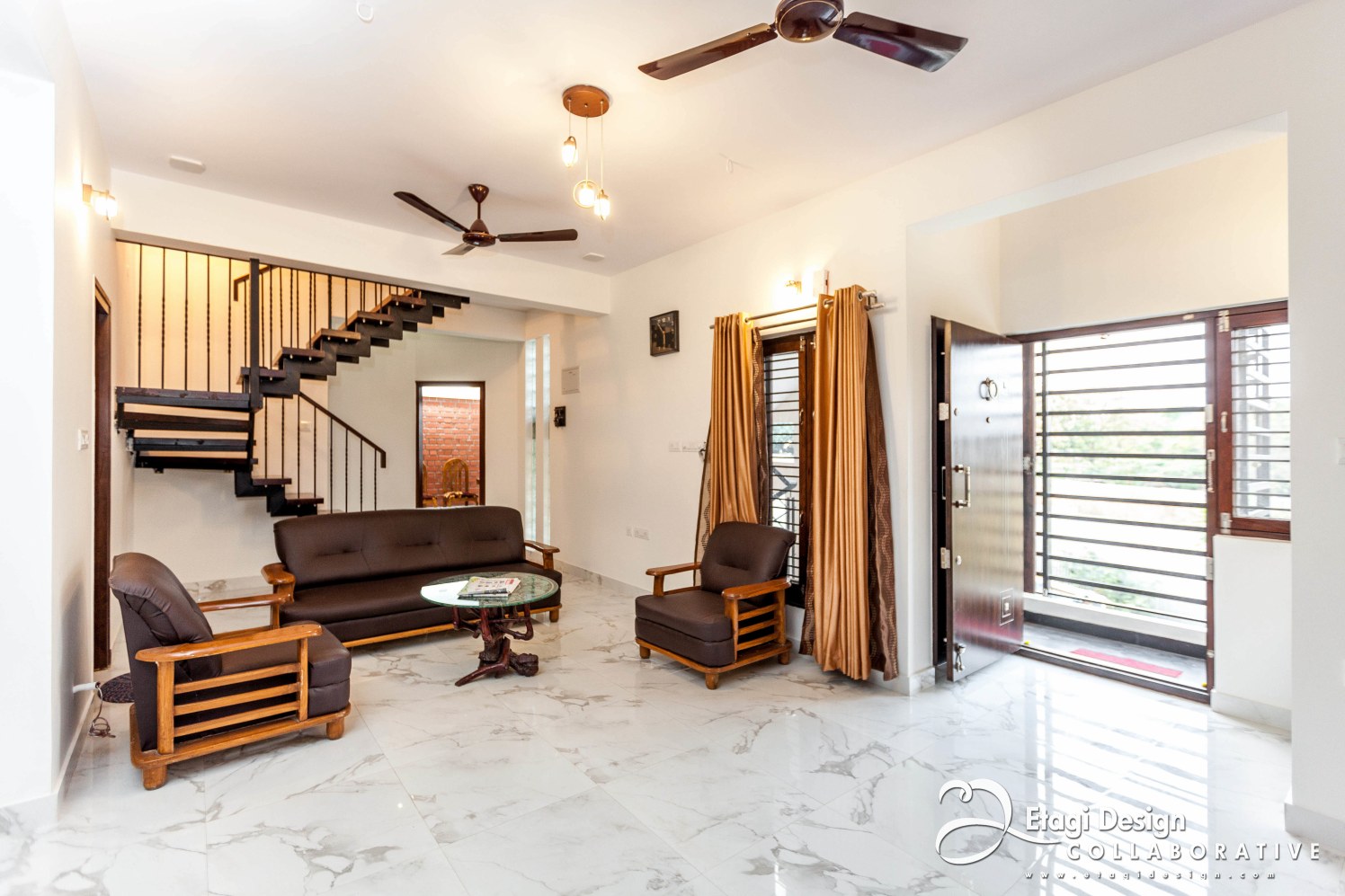 White Marble Flooring In Living Room by Prashanth Nandiprasad Living-room Contemporary Contemporary | Interior Design Photos & Ideas