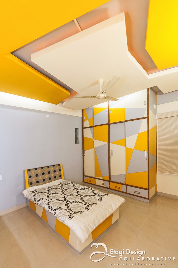 Bedroom With Yellow Shade Decor by Prashanth Nandiprasad Bedroom Modern | Interior Design Photos & Ideas