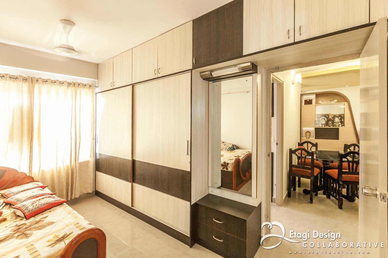 Bedroom With Wooden Wardrobe And Dressing Table by Prashanth Nandiprasad Bedroom Modern | Interior Design Photos & Ideas