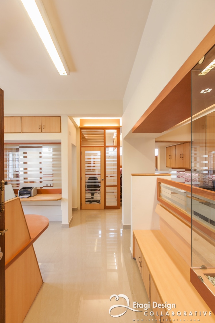 Office With Wooden Work by Prashanth Nandiprasad Modern | Interior Design Photos & Ideas