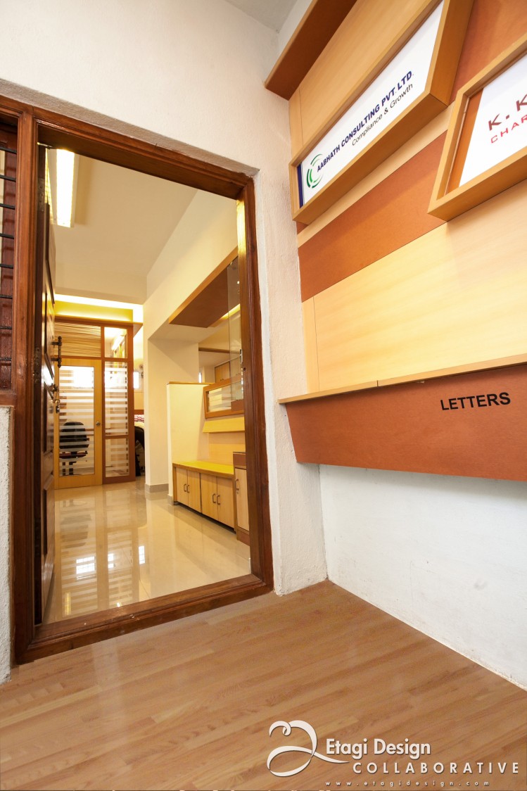 Office Hallway With Wooden Interior by Prashanth Nandiprasad Modern | Interior Design Photos & Ideas