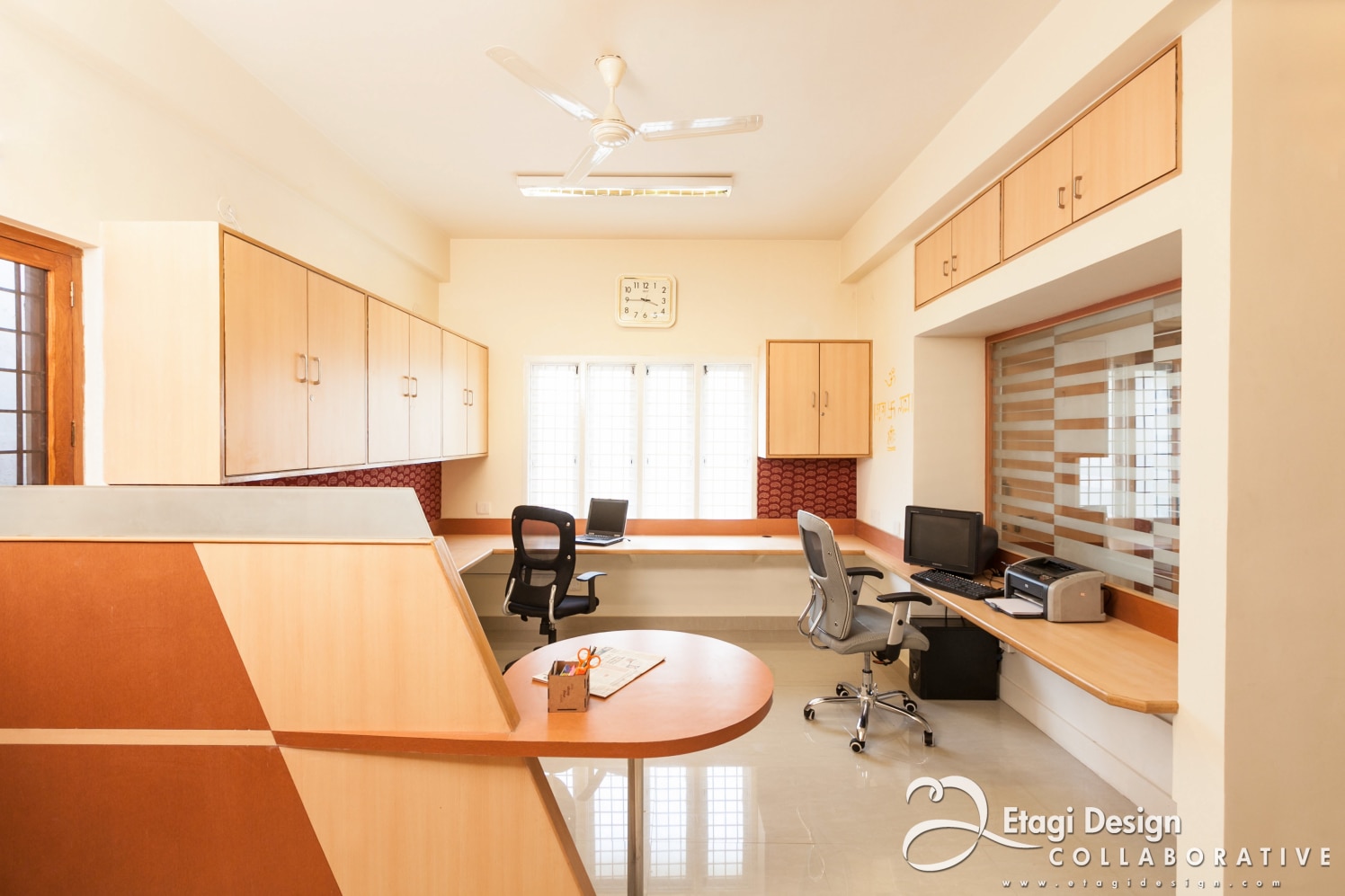 Office Space With Classic Wooden Work by Prashanth Nandiprasad Modern | Interior Design Photos & Ideas