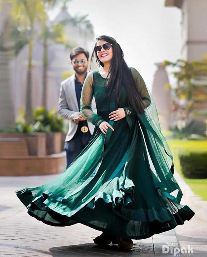 dark green anarkalis