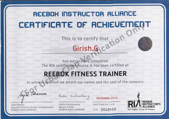 reebok fitness instructor certification program