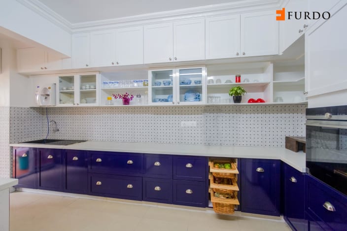 White Cabinet Kitchen Interior kitchen with blue and white cabinets