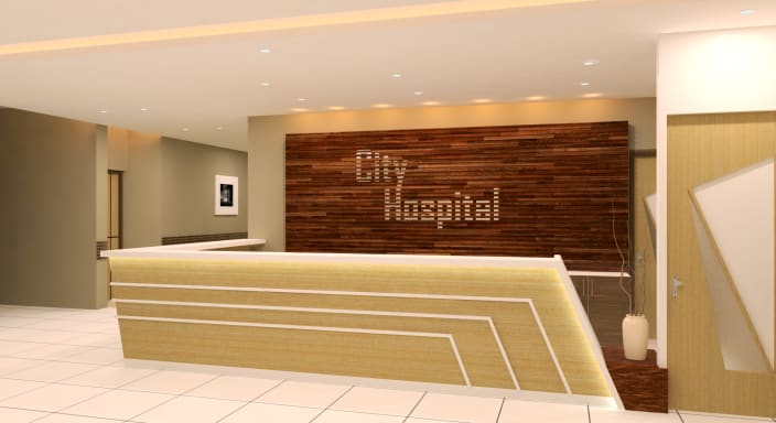 Hospital Reception Area By Pebblewood Interiors Pvt Ltd