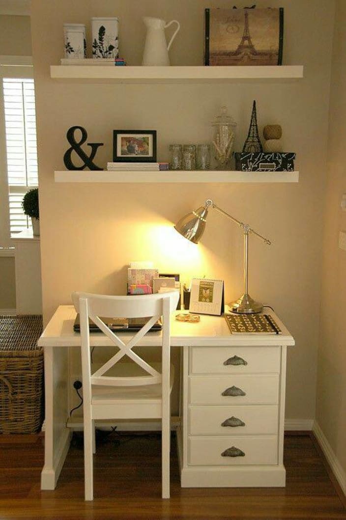 Cream Shade Study Table And Showcase By Live Fabulous