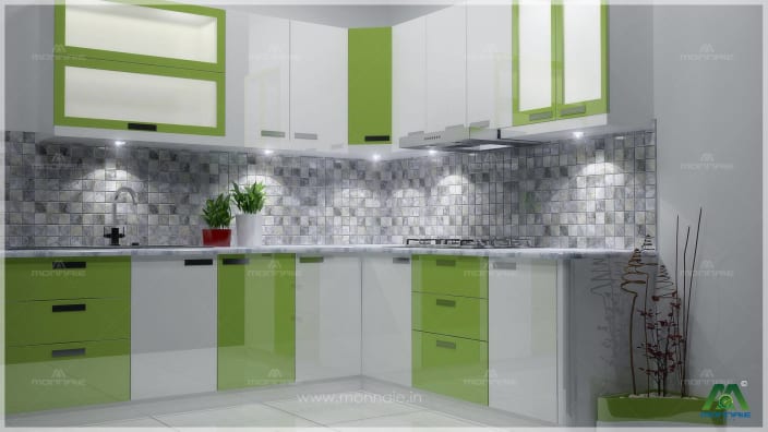 Dark Green Kitchen Breakfast Bars green and white shaded modular l shaped kitchen