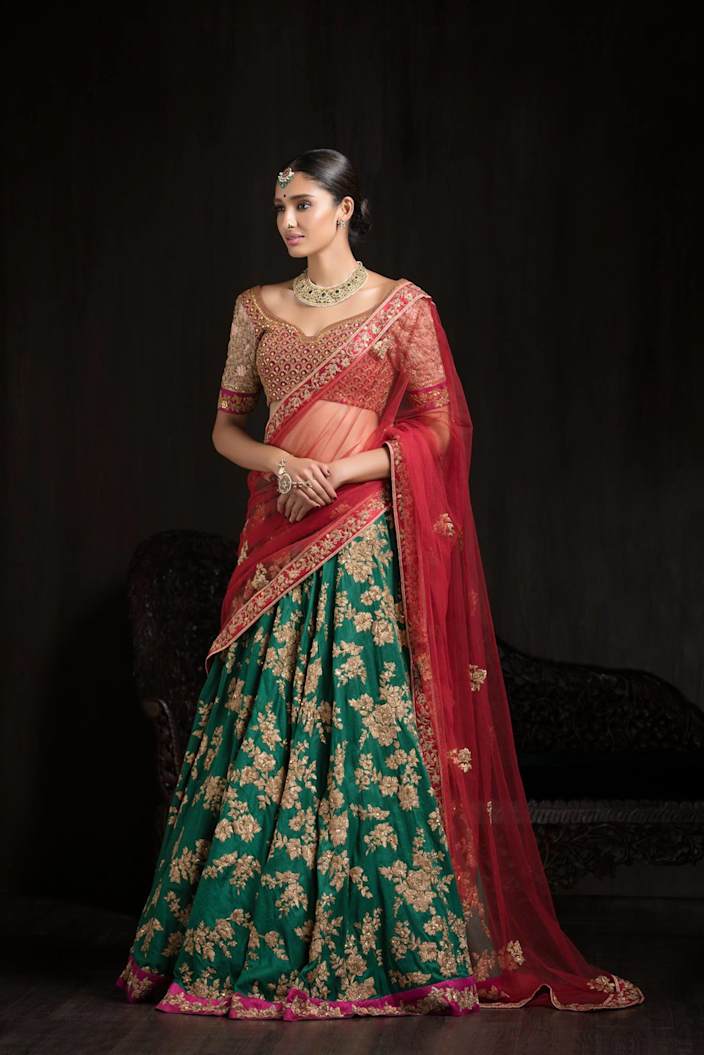 red and green ghagra choli