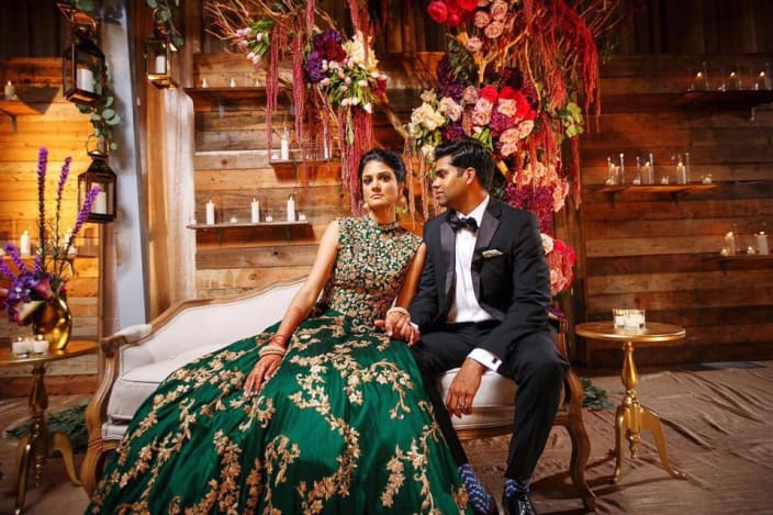 Emerald Green Floral Bridesmaid Dresses