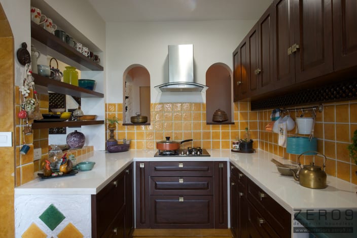 Wooden U Shaped Kitchen Cabinet u shaped kitchen with dark walnut wooden cabinets