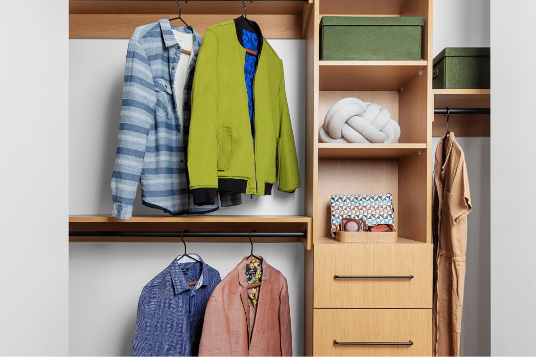 View of the built-in closets at Harrison Urby - luxury Harrison NJ apartments for rent