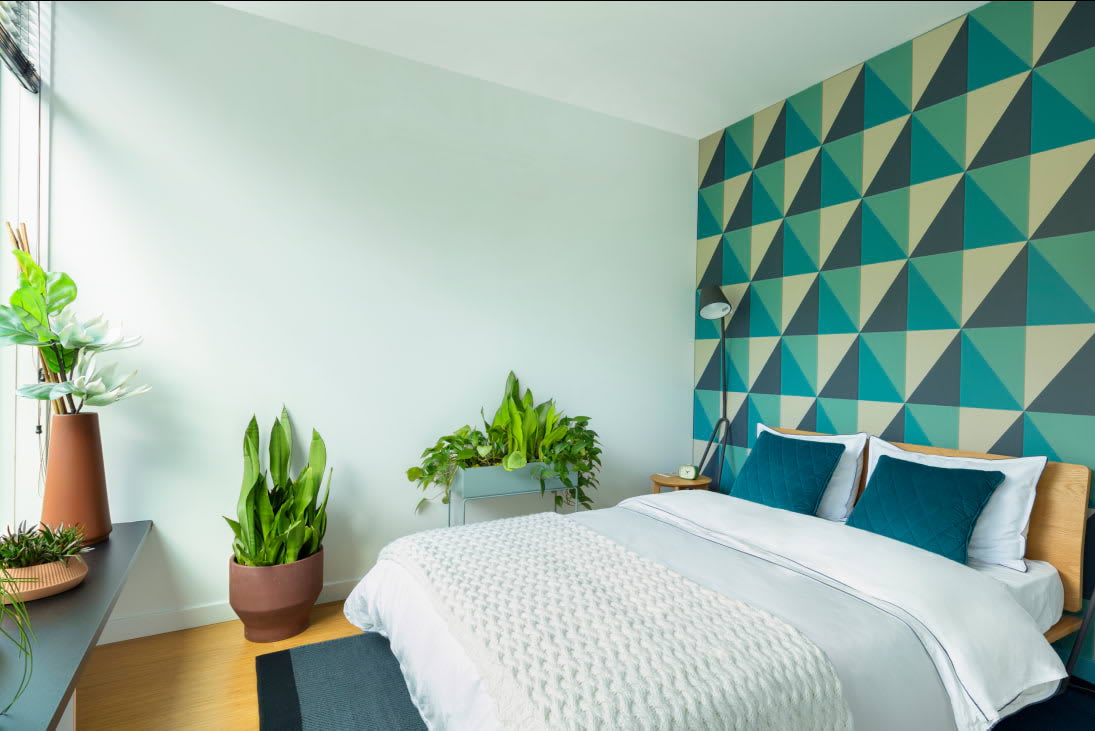 View of the designer bedroom details at Stamford Urby - luxury Stamford CT apartments for rent