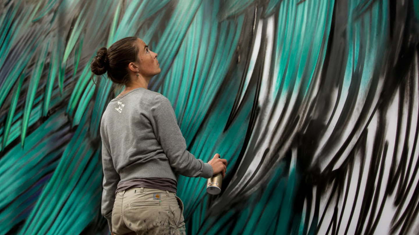 Contemporary Feather Mural at Harrison Urby