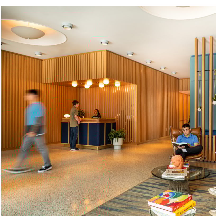 Newark Urby lobby with 24/7 welcome desk