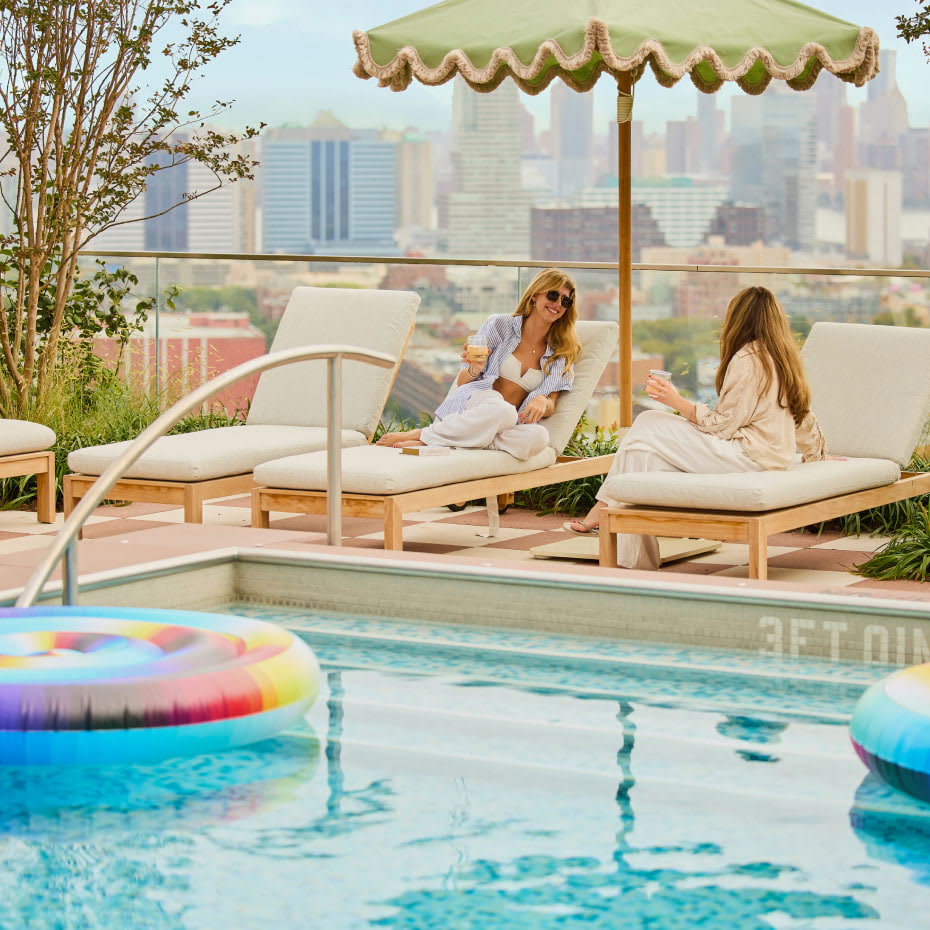 Rooftop pool and garden at Journal Square Urby