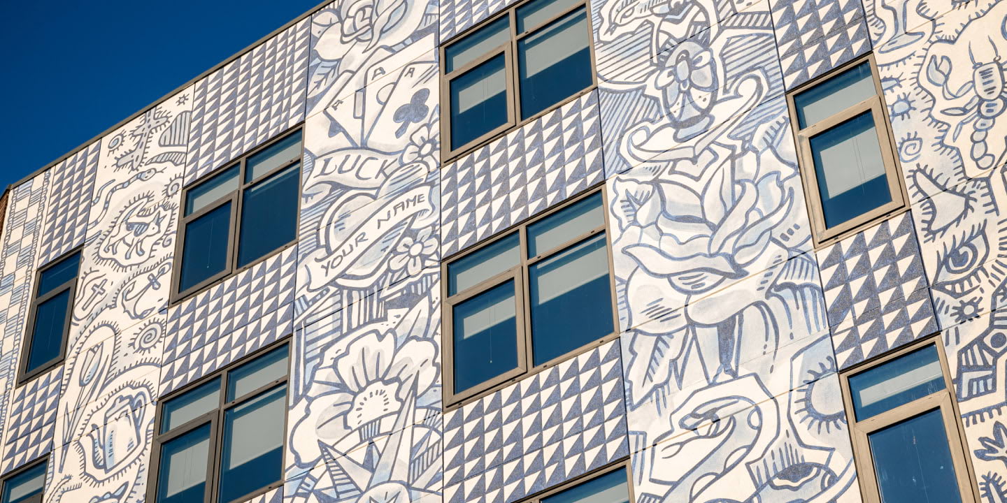 Exterior View of Mural at Fishtown Urby Luxury Apartments