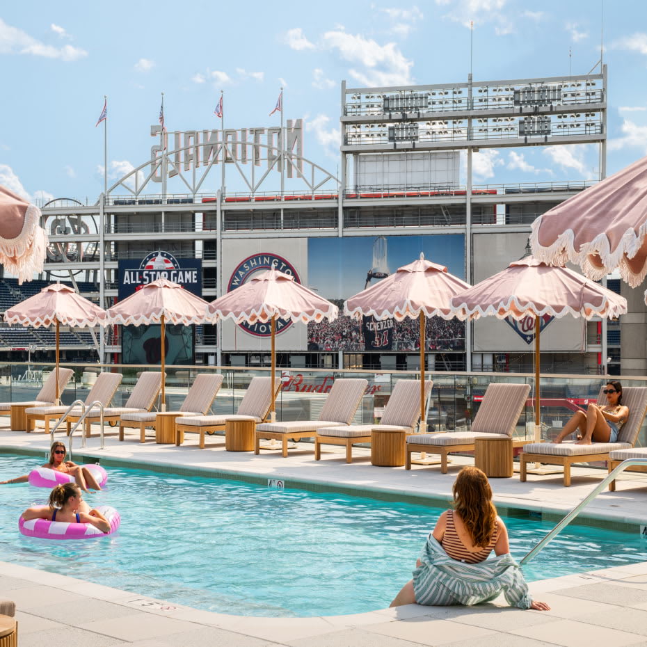 View of rooftop pool deck at Navy Yard Urby - luxury Navy Yard apartments for rent in Washington DC