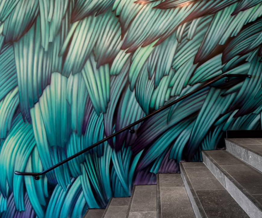 Bird Feather Mural at Harrison Urby