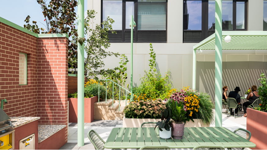 Newark Urby Roof Deck BBQ Dining Area