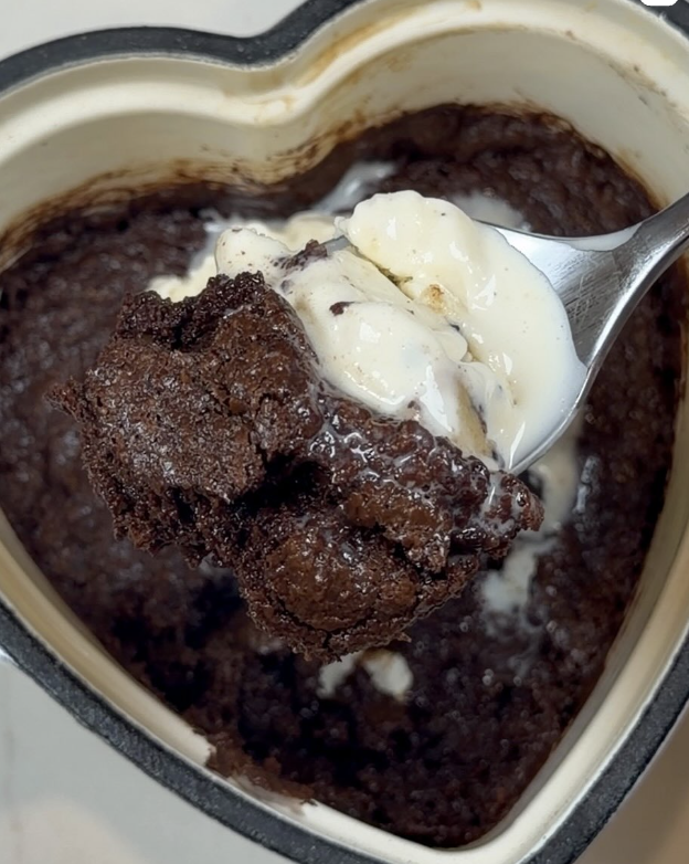 rich single-serving chocolate brownie baked in a small ramekin