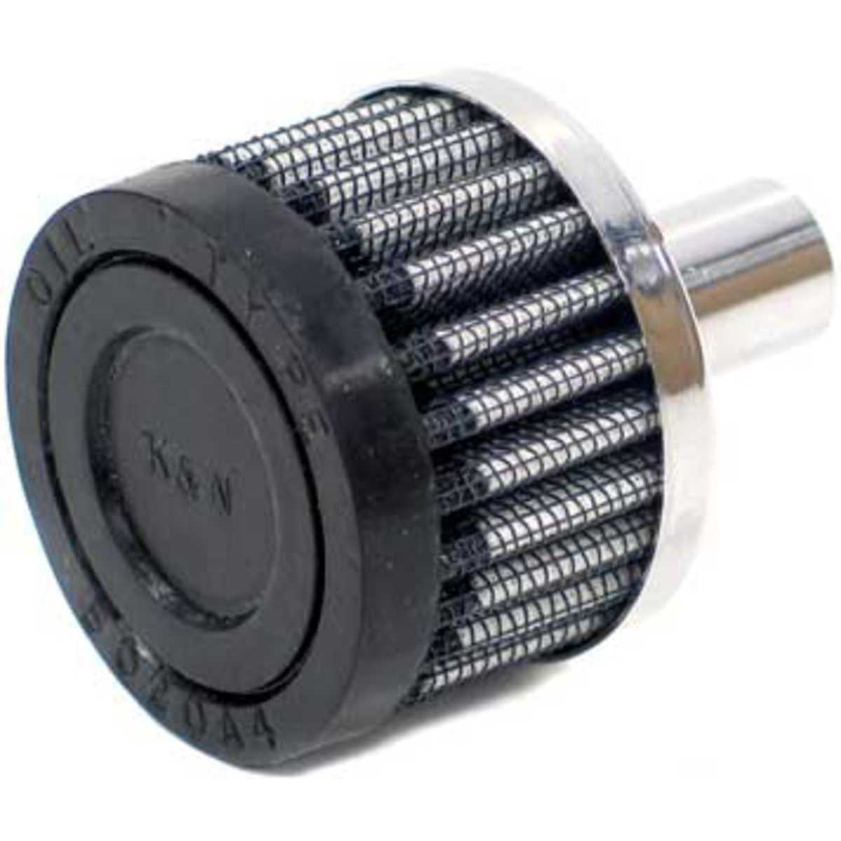 K&N® 621020 Crankcase Breather Chrome Top; Black Base, Universal