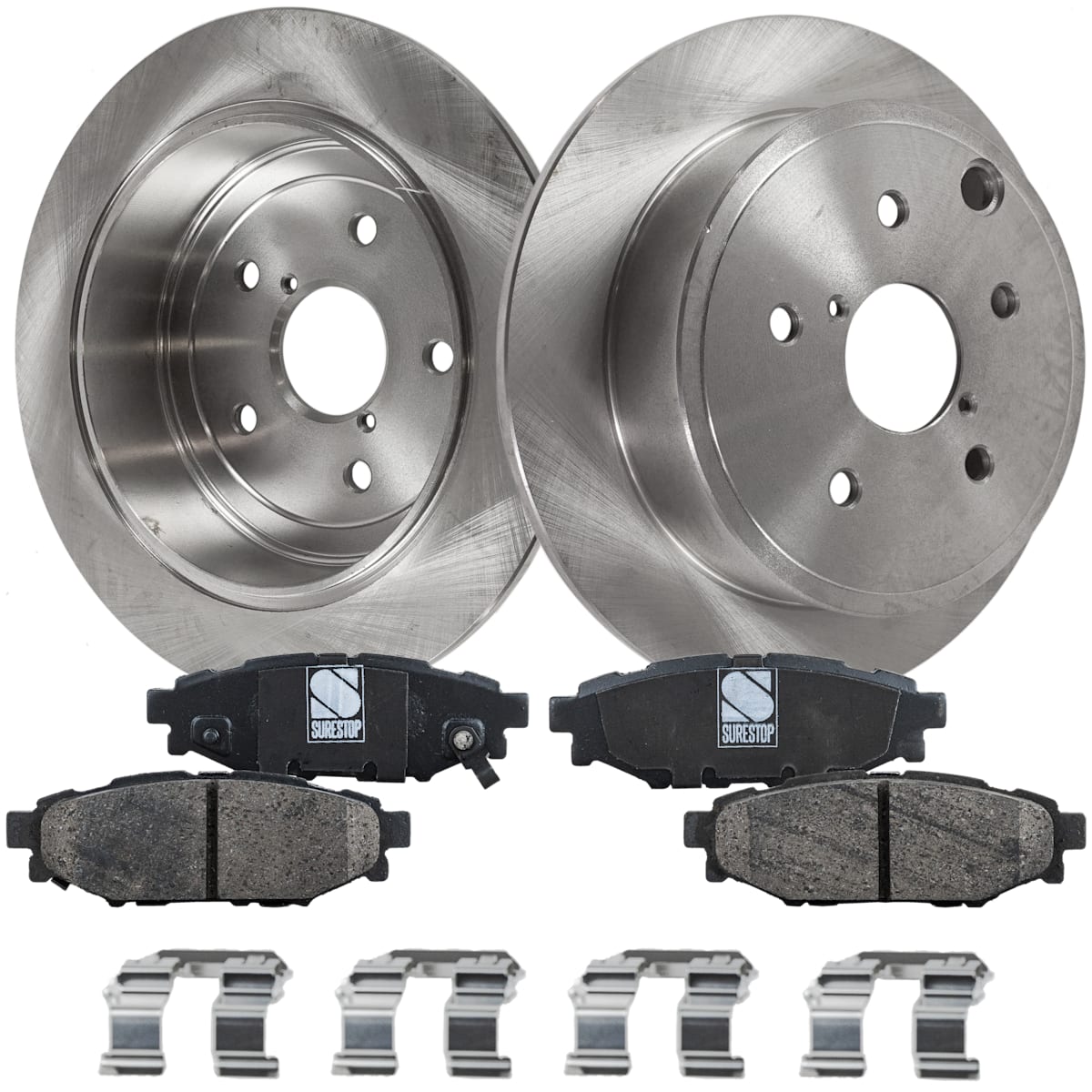 SureStop® Rear Brake Disc and Pad Kit, Plain Surface