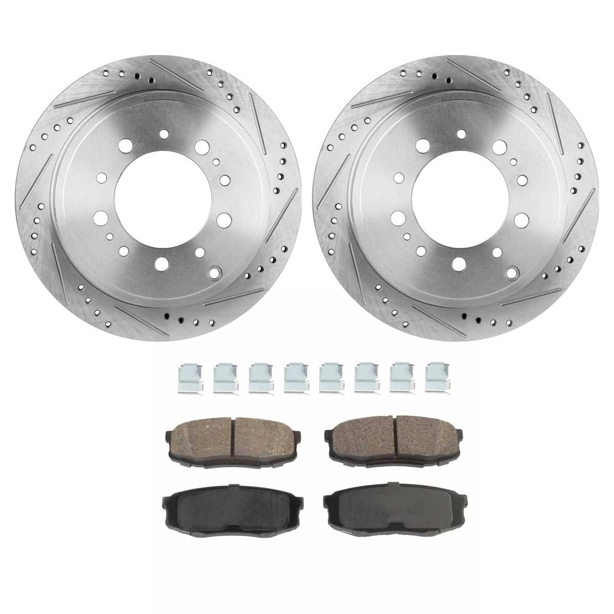 SureStop® Rear Brake Disc and Pad Kit, Cross-drilled and Slotted