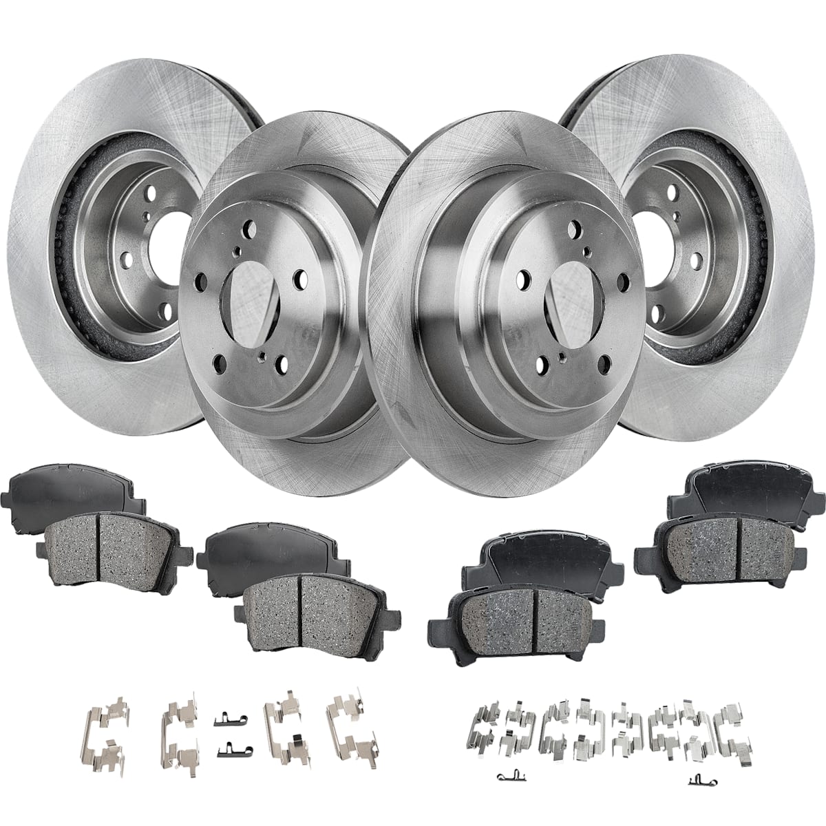 SureStop® Front and Rear Brake Disc and Pad Kit, Plain Surface