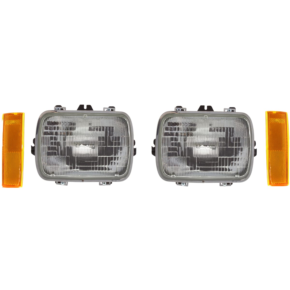 Replacement Driver and Passenger Side Headlight Kit, With bulb(s), Halogen, Clear Lens, includes Corner Lights and Headlights